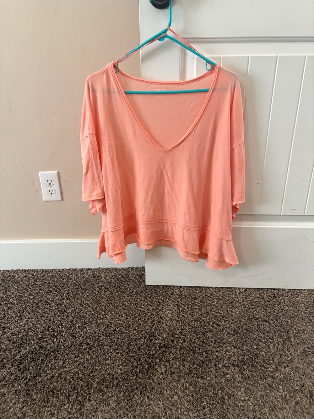 Urban Outfitters Peach Knit V-Neck Top